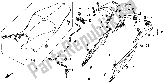 Alle onderdelen voor de Zitting En Achterkap van de Honda VFR 800X 2013