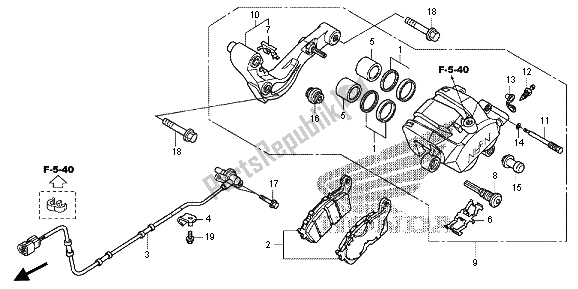 Tutte le parti per il Pinza Freno Posteriore del Honda VFR 1200X 2013