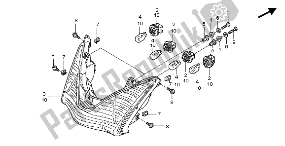 All parts for the Rear Combination Light of the Honda ST 1300 2007