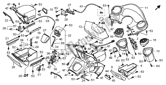 All parts for the Inner Box of the Honda NSS 250S 2010