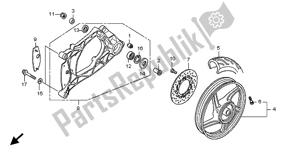 All parts for the Rear Wheel & Swingarm of the Honda SH 125R 2010