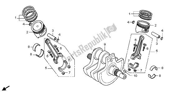 All parts for the Crankshaft of the Honda VT 750C 2009