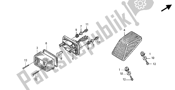 Alle onderdelen voor de Achterlicht van de Honda XR 650R 2007