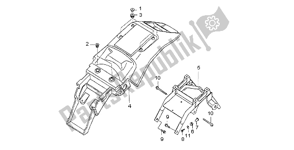 Alle onderdelen voor de Achterspatbord van de Honda NX 650 1997