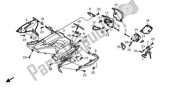 All parts for the Inner Box of the Honda FJS 400 2011