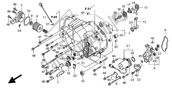 Todas as partes de Tampa Frontal Do Cárter do Honda TRX 350 FE Fourtrax 4X4 ES 2006