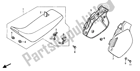 Todas las partes para Asiento Y Cubierta Lateral de Honda CR 125R 1991