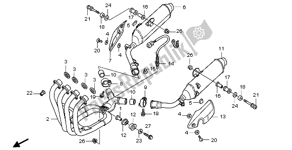 All parts for the Exhaust Muffler of the Honda CBF 1000S 2007
