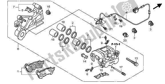 Todas las partes para Pinza De Freno Trasero de Honda CBF 1000 SA 2008