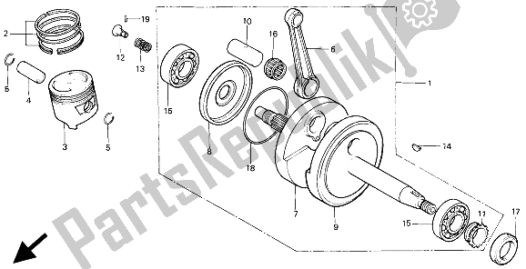 Todas las partes para Cigüeñal Y Pistón de Honda XR 80R 1994