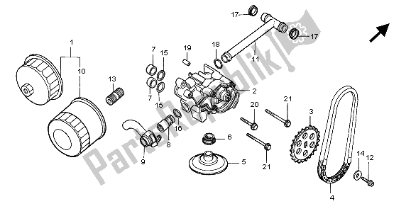 All parts for the Oil Filter & Oil Pump of the Honda NT 650V 1998