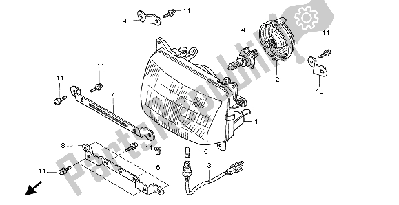 Alle onderdelen voor de Koplamp (uk) van de Honda XL 600V Transalp 1999