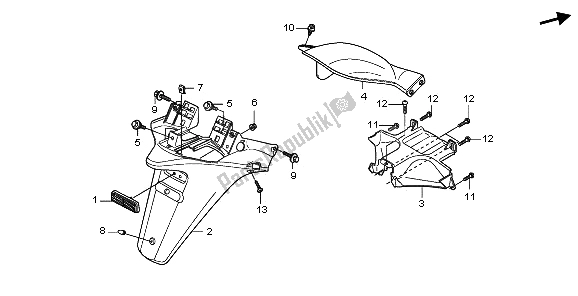 All parts for the Rear Fender of the Honda FES 125A 2009