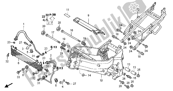 Todas las partes para Cuerpo Del Marco Y Enfriador De Aceite de Honda CBR 1100 XX 2005