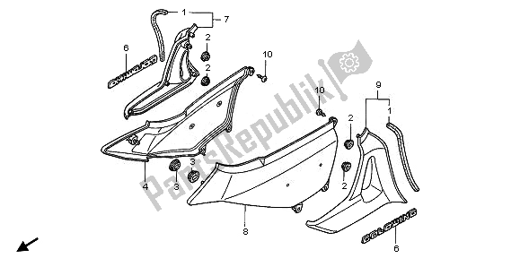 All parts for the Side Cover of the Honda GL 1800 2008