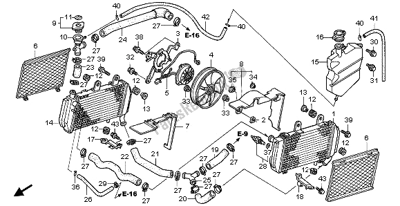 Tutte le parti per il Termosifone del Honda VFR 800 2003