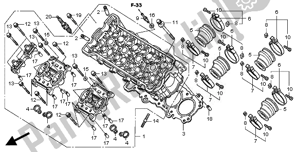 Alle onderdelen voor de Cilinderkop van de Honda CBR 600F 2011
