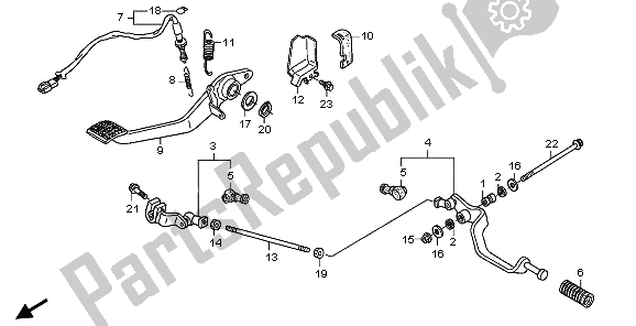 All parts for the Pedal of the Honda ST 1300A 2009