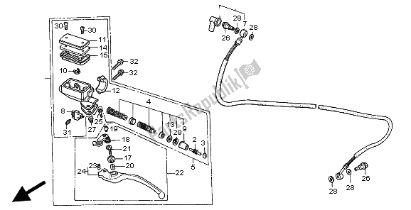 All parts for the Clutch Master Cylinder of the Honda VFR 750F 1997