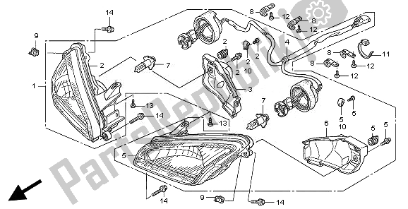 All parts for the Headlight of the Honda TRX 680 FA Fourtrax Rincon 2010