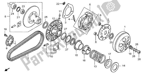 All parts for the Driven Face of the Honda NSS 250A 2011