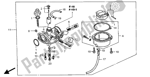 Todas las partes para Carburador de Honda XR 70R 1997