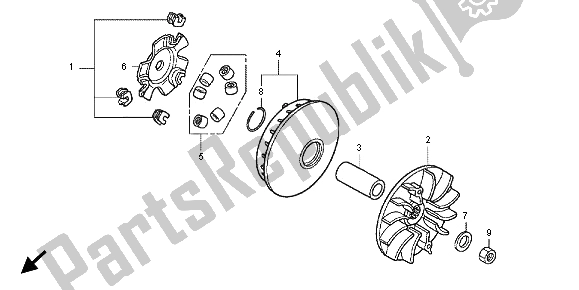 All parts for the Drive Face of the Honda SH 150 2012