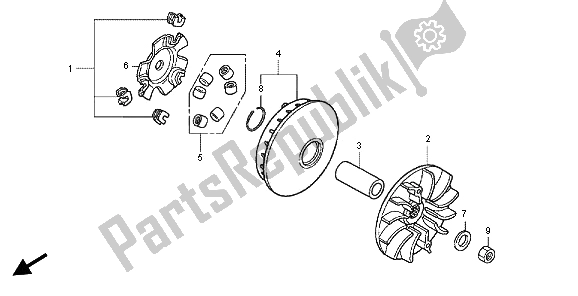 All parts for the Drive Face of the Honda SH 125 2012