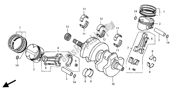 All parts for the Crankshaft & Piston of the Honda VFR 800 FI 2000