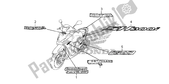 All parts for the Mark & Stripe of the Honda SH 300A 2013