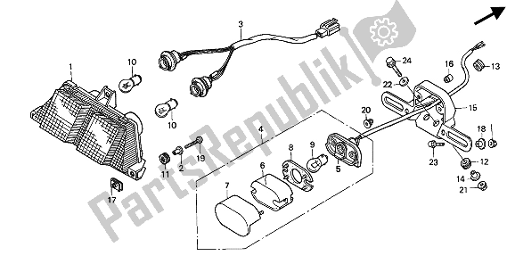 All parts for the Taillight of the Honda RVF 750R 1994