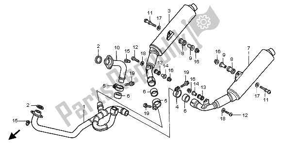 All parts for the Exhaust Muffler of the Honda VTR 1000F 1998