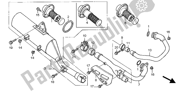 Alle onderdelen voor de Uitlaatdemper van de Honda XR 650R 2003