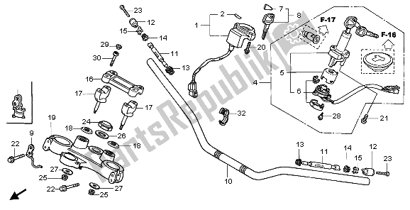 Tutte le parti per il Gestire Il Tubo E Il Ponte Superiore del Honda XL 1000V 2006