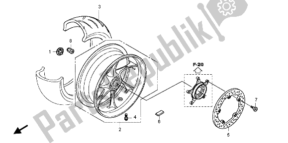 Todas las partes para Rueda Trasera de Honda VFR 1200 FD 2012