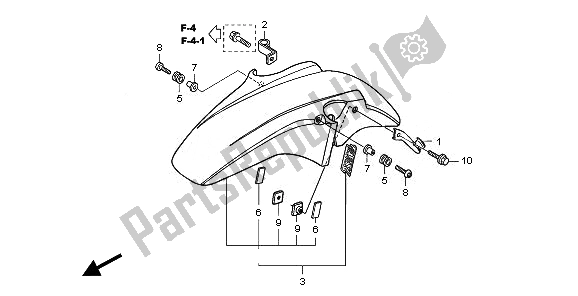 All parts for the Front Fender of the Honda CBF 1000 SA 2010