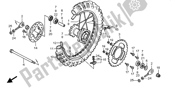 Todas las partes para Rueda Trasera de Honda CR 80R SW 1996