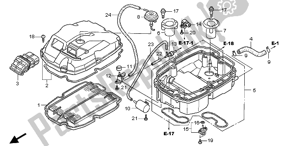 Todas as partes de Filtro De Ar do Honda VFR 800A 2002