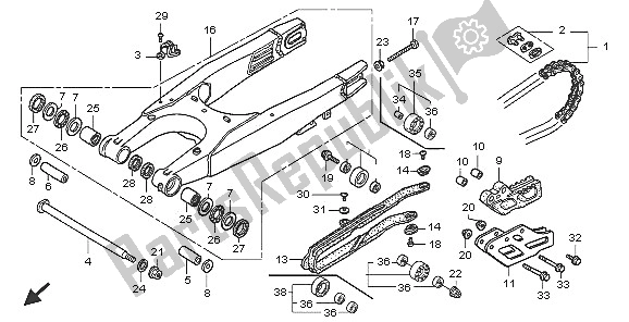 All parts for the Swingarm of the Honda CR 250R 2005