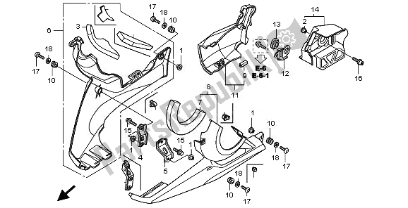 Tutte le parti per il Cappuccio Inferiore del Honda VFR 1200 FA 2010