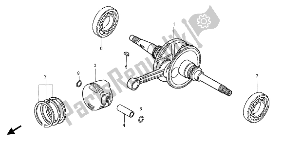 All parts for the Crankshaft& Piston of the Honda SH 125R 2012