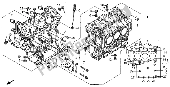 All parts for the Cylinder Block of the Honda GL 1500 SE 1995