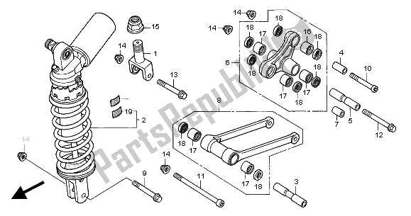 All parts for the Rear Cushion of the Honda VTR 1000 SP 2000