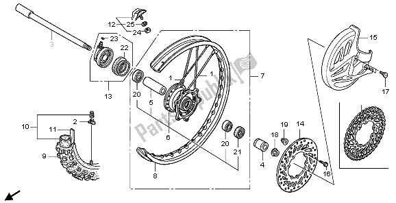 All parts for the Front Wheel of the Honda CRF 250X 2006