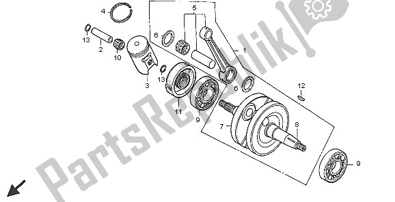 Todas as partes de Virabrequim do Honda CR 85 RB LW 2005