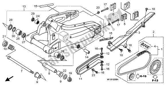 Alle onderdelen voor de Achterbrug van de Honda CBR 600 RR 2009