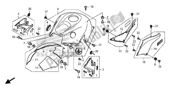 All parts for the Top Shelter of the Honda CBR 600 RA 2013