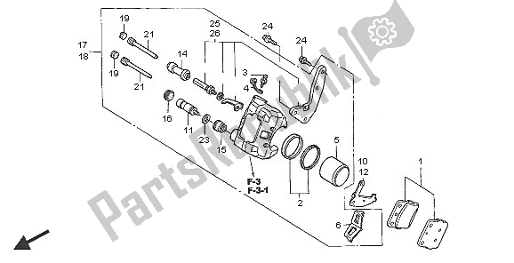 Alle onderdelen voor de Remklauw Voor van de Honda TRX 400 EX Sportrax 2005