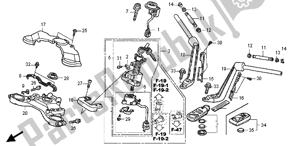 All parts for the Handle Pipe & Top Bridge of the Honda GL 1800 2013