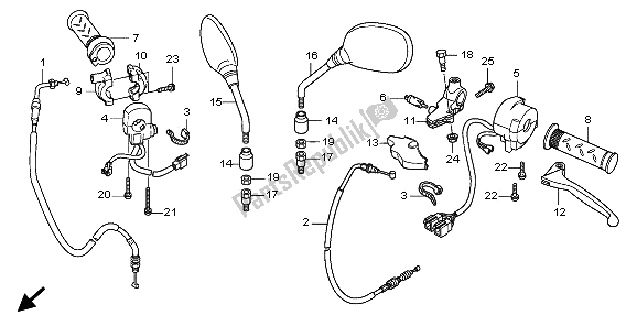 Todas as partes de Alavanca De Manivela E Interruptor E Cabo do Honda CBF 125M 2009